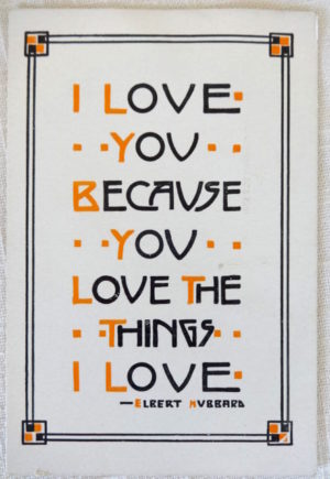 dard hunter roycroft motto postcard love