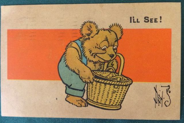 W W Denslow 1909 Teddy Bear Bread Postcard 2 I Ll See Oz Illustrator Wonderful Books Of Oz