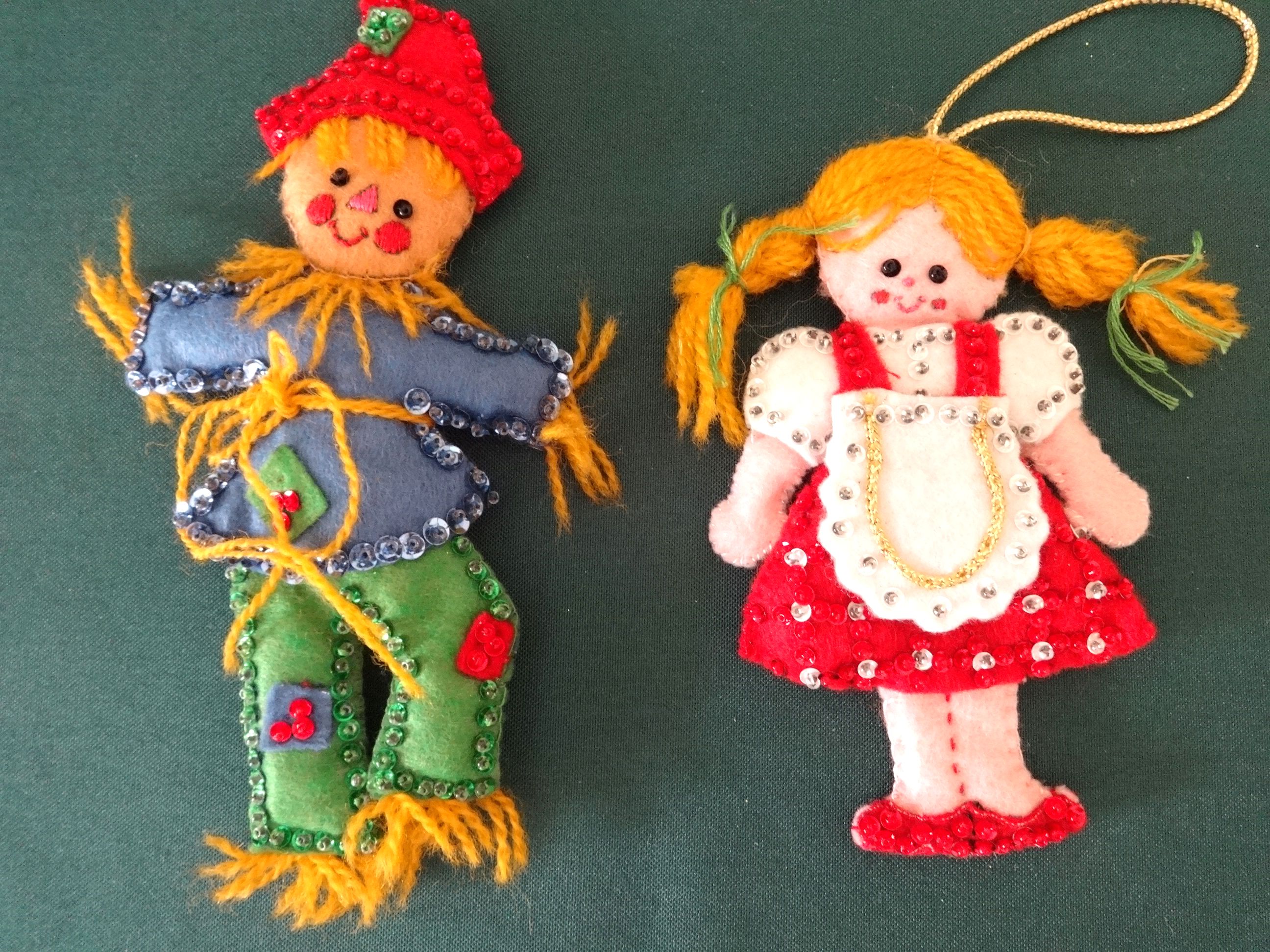 Sold: 4 Vintage Wizard of Oz Holiday Christmas Ornaments, Felt + 