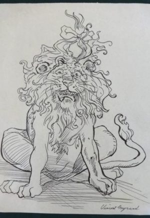 vincent Myrand cowardly Lion of oz original art