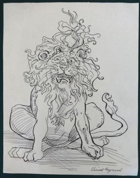 vincent Myrand cowardly Lion of oz original art