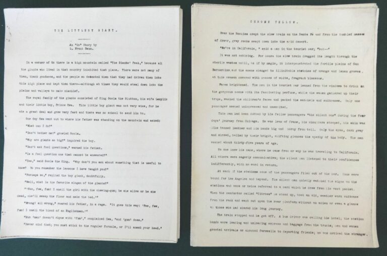 L Frank Baum Short Stories: Chrome Yellow and The Littlest Giant Typed Copies