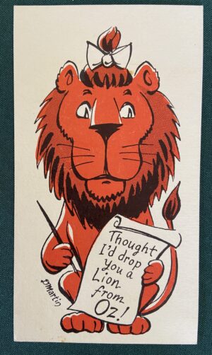 Dick Martin postcard cowardly lion of oz