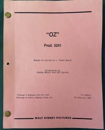 Return to Oz Movie Script Screenplay Disney 1984 1985