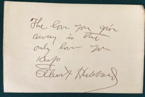 Hubbard Handwritten Motto Charles Youngers Signed