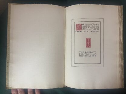 Sale: Roycrofters Song of Songs First 1896 Roycroft Shop Book Inscribed Limited Edition Hubbard - Image 3