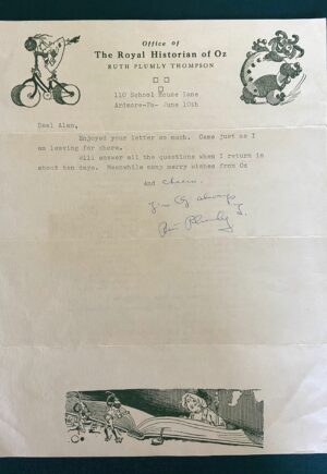 ruth plumly thompson signed letter