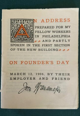 Roycroft Wanamaker Booklet Founder's Day 1906