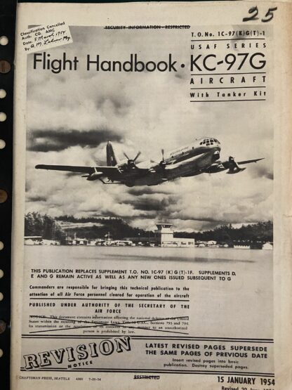1954 Air Force Boeing KC-97G Flight Handbook Manual