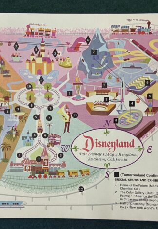 1963 Guide to Disneyland Map Walt Disney