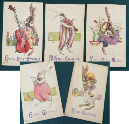 John R Neill Easter Postcard Bunny Band