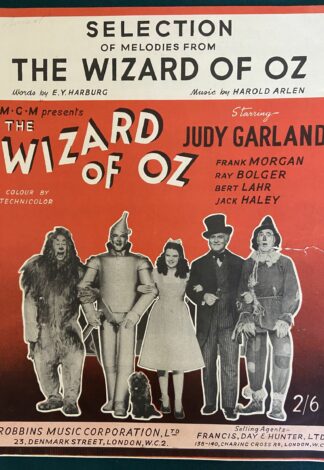 1940 BRITISH Selection of Melodies from The Wizard of Oz Sheet Music Includes The Jitterbug