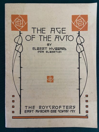 Roycroft Age of the Auto General Motors Book 1910 Elbert Hubbard