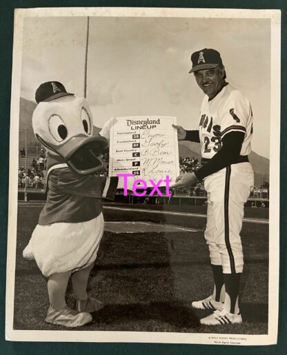 Disneyland Anaheim Angels Baseball Photograph Donald Duck 1966 Family Fun Day