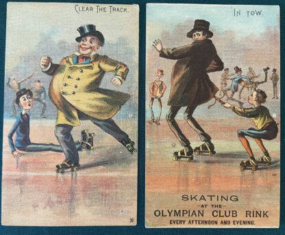 W W Denslow roller skating trade card Victorian 1880s Original