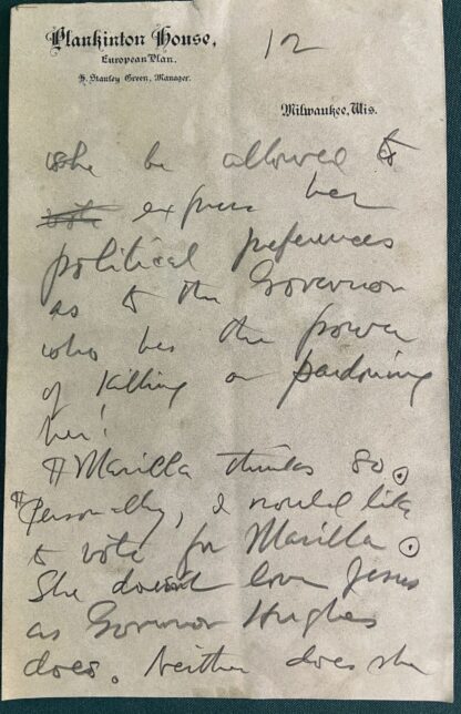 “A Woman for Governor”, Original Handwritten Manuscript by Elbert Hubbard, Women’s Suffrage, Feminism, Death Penalty - Image 6