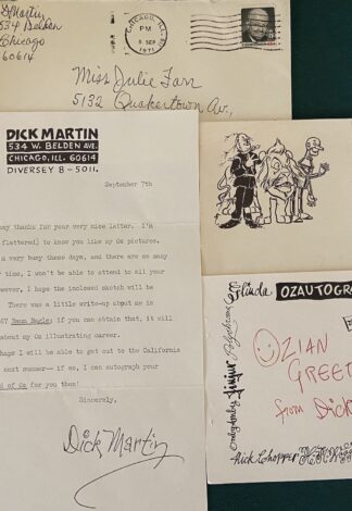 Dick Martin Signed Letter Lot Wizard of Oz Illustrator