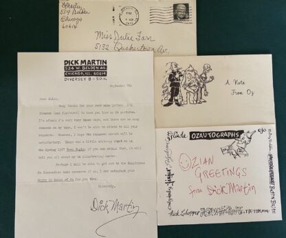 Dick Martin Signed Letter Lot Wizard of Oz Illustrator