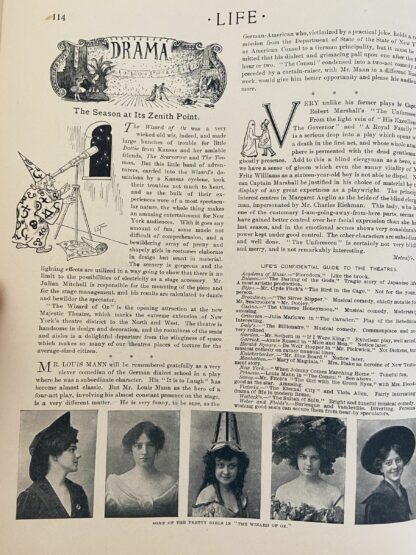 Life Magazine 1903 Wizard of Oz Stageplay Majestic Theatre Opening & Pretty Girls Photos - Image 3