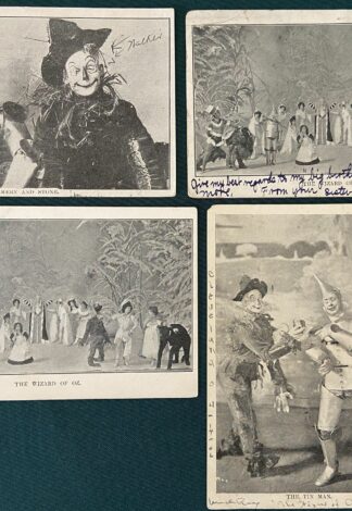 VHOICE Wizard of Oz Stageplay Original Postcards Montgomery & Stone Scarecrow Tin-man & Cast 1902