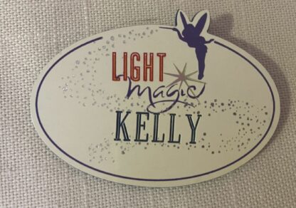 3 Vintage Disneyland Cast Members NameTag Badges (Kelly), Resort, Tinkerbell Light Magic, Mickey - Image 2