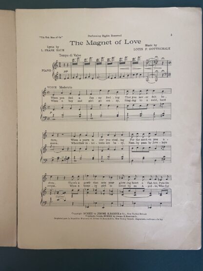 Sold: The Magnet of Love TIK-TOK MAN Wizard of Oz Sheet Music 1913 Original L Frank Baum Lyrics - Image 2