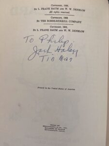 Wizard of Oz Book L Frank Baum Jack Haley Autograph 1930s