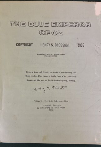 Blue Emperor of Oz Wizard of Oz Book