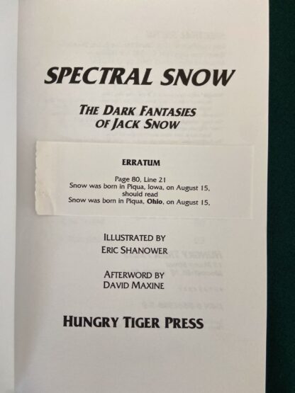 Sold: Spectral Snow Dark Fantasies of Jack Snow incl Murder in Oz Eric Shanower - Image 2