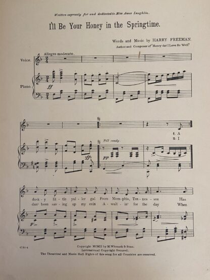 1902 YOUR HONEY IN SPRINGTIME Wizard of Oz Sheet Music Stageplay Anna Laughlin - Image 2