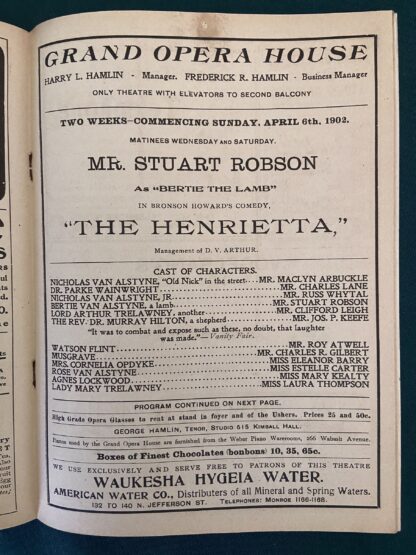 Original April 1902 Wizard of Oz StagePlay Ad in Grand Opera House Program - Image 4