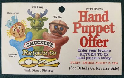 Return to Oz Hand Puppet Advertisement 1985 Disney