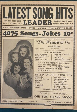 Song Hits Leader MGM Wizard of Oz Jitterbug Lyrics