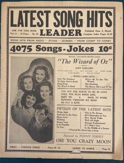 Song Hits Leader MGM Wizard of Oz Jitterbug Lyrics
