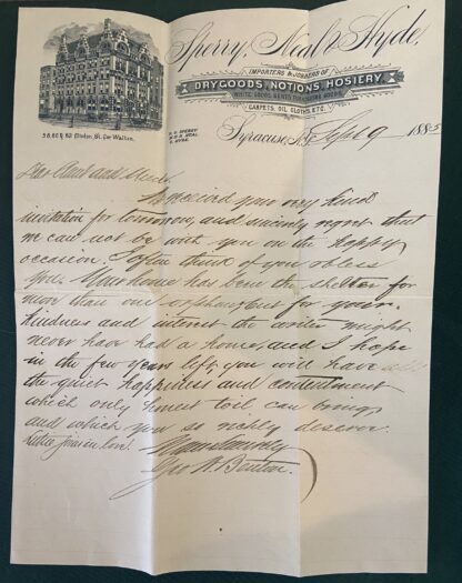 3 Pieces of Early Baum Ephemera from Syracuse NY: Neal, Baum Letterhead, Envelope to Sister Harriet - Image 3