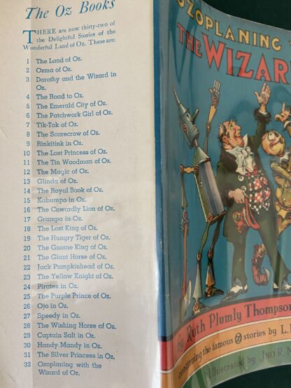 1st Edition Dust Jacket Only OZOPLANING WITH THE WIZARD OF OZ 1939 - Image 2