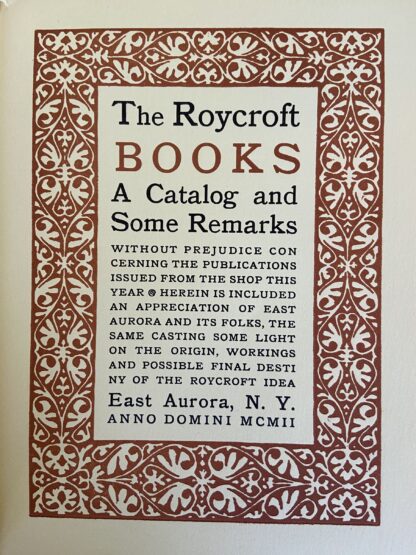 Roycroft Roycrofters Original 1902 Catalog Some Books for Sale at Our Shop - Image 2