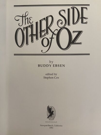 The Other Side of Oz Buddy Ebsen Tin Man Autobiography 1993 HC/DJ - Image 2