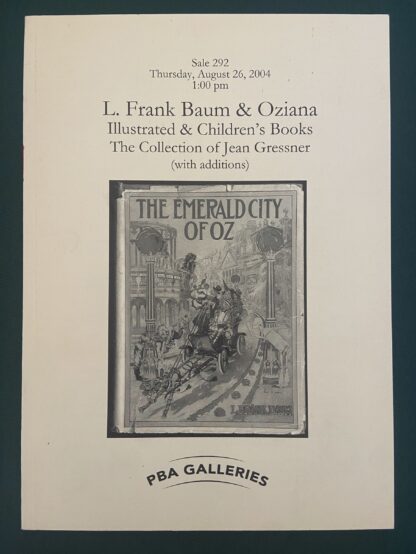 PBA Auction Catalog Wizard of Oz L Frank Baum 2004
