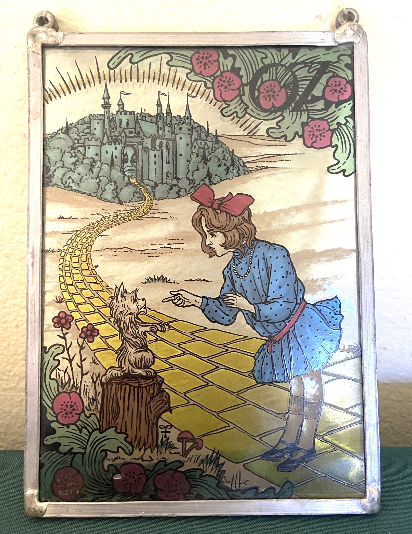 Wizard of Oz Stained Glass Dorothy & Toto Suncatcher, John R Neill Art - Image 2