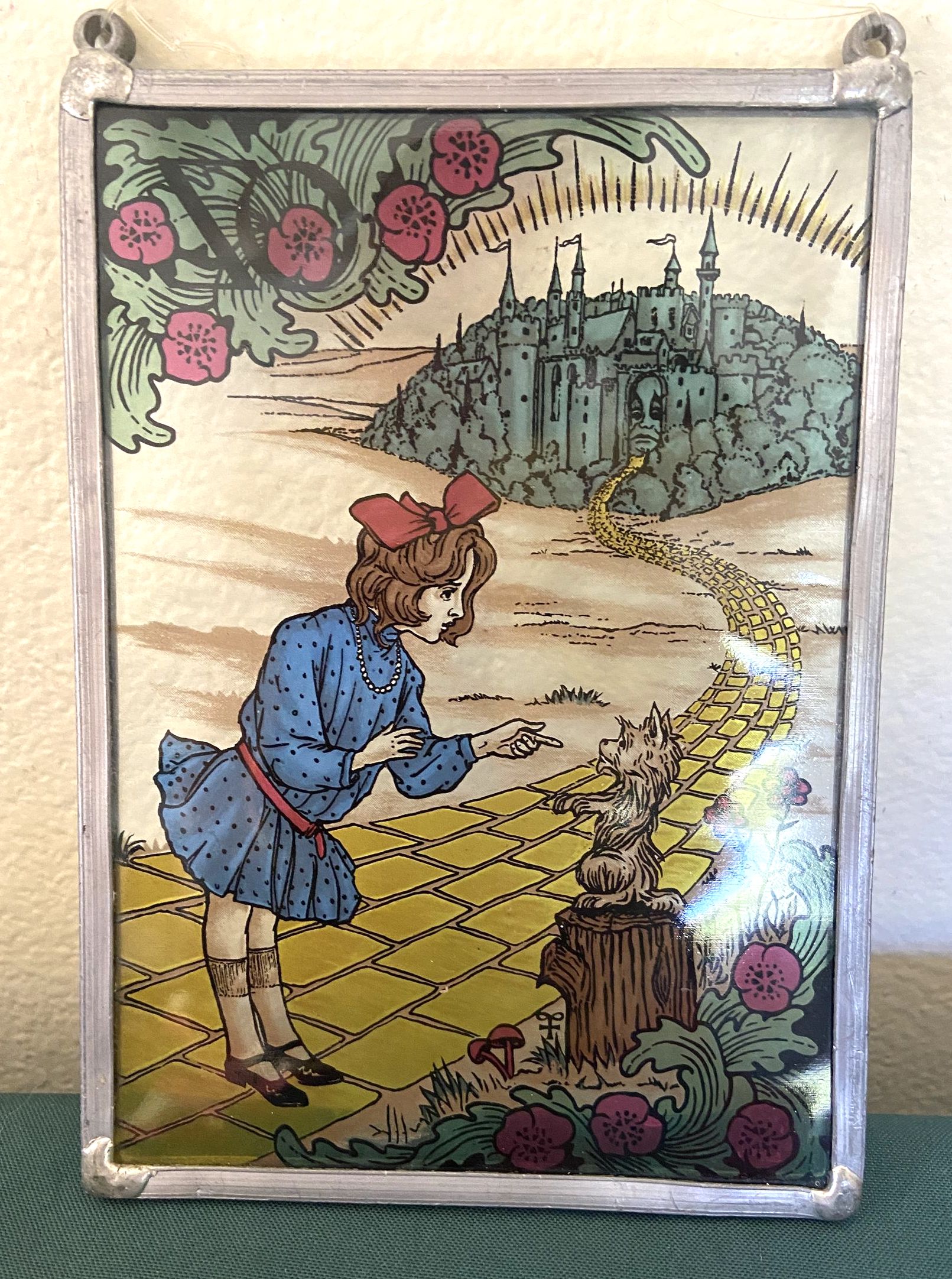 Wizard of Oz Stained Glass Dorothy & Toto Suncatcher, John R Neill Art - Image 3