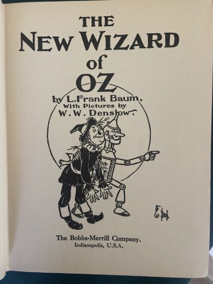 WIZARD OF OZ Book ca 1930 Bobbs-Merrill 5th Edn 3rd Prt L Frank Baum, W W Denslow 8 Color Plates - Image 3