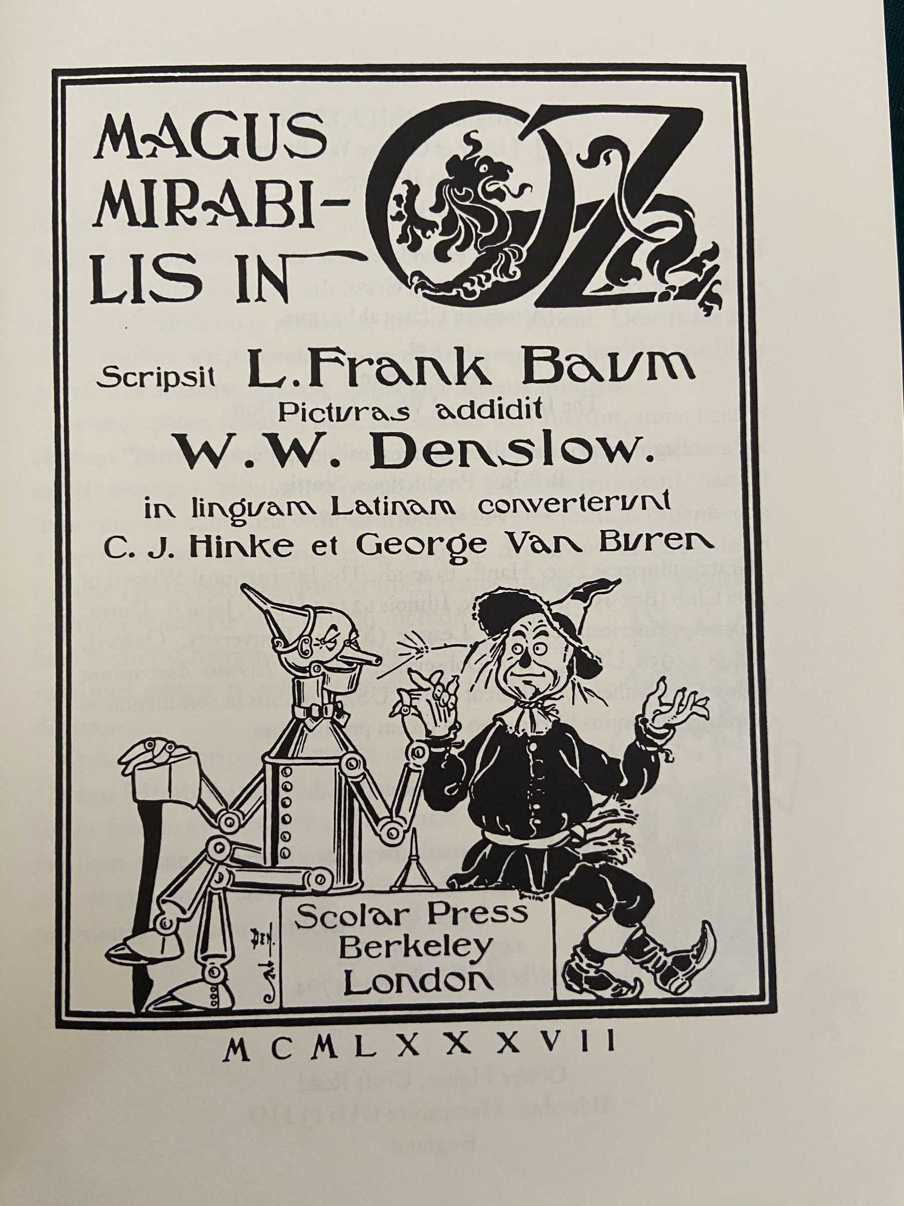 1987 Magus Mirabilis in Oz Classical Wizard of Oz in Latin Book, DJ: Baum, Denslow, Hinke - Image 3
