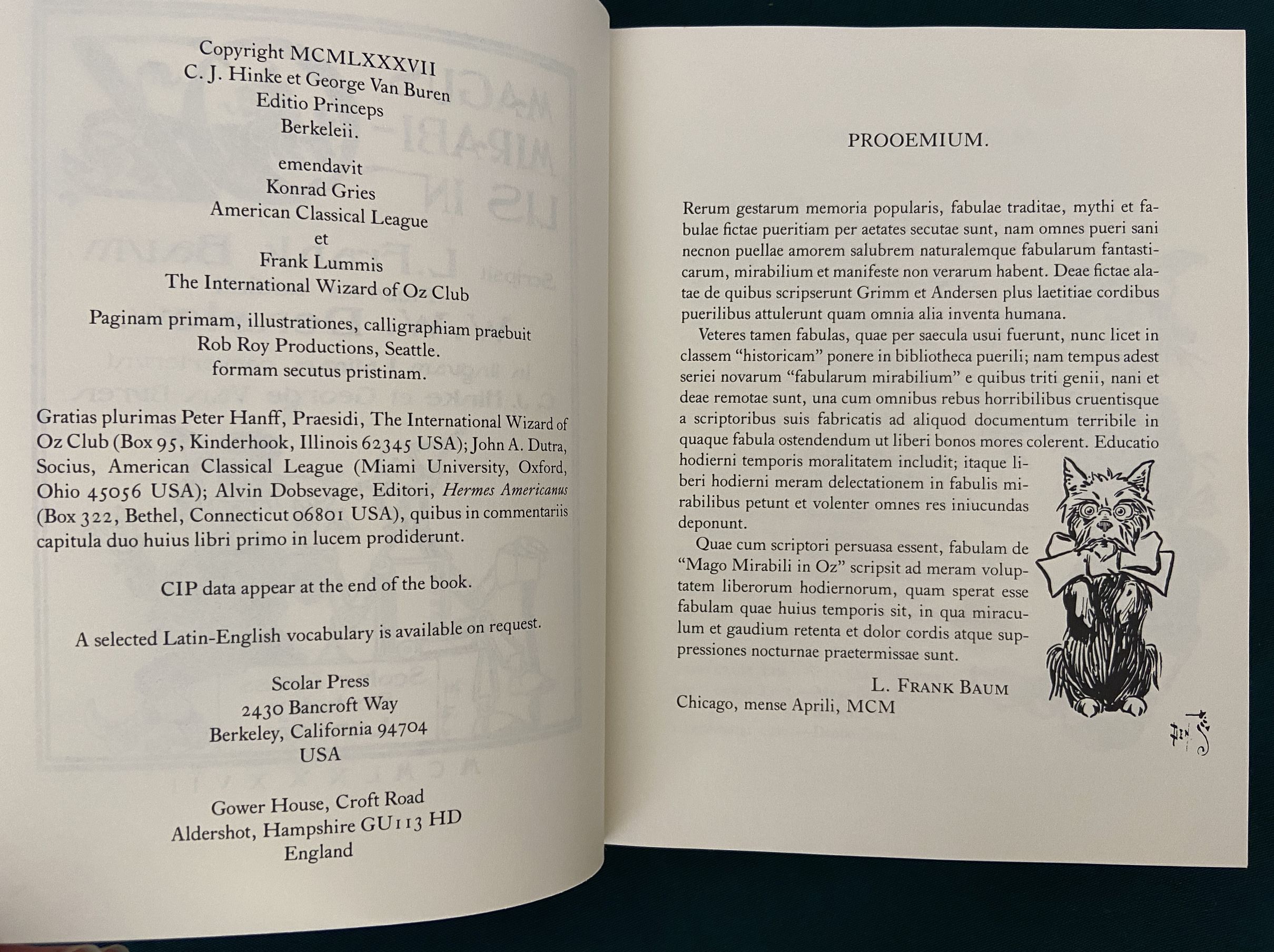 1987 Magus Mirabilis in Oz Classical Wizard of Oz in Latin Book, DJ: Baum, Denslow, Hinke - Image 4