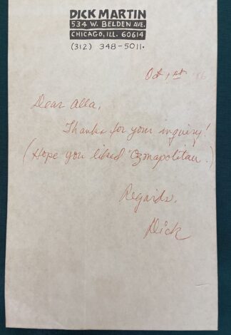 Wizard of Oz Dick Martin Signed Letter