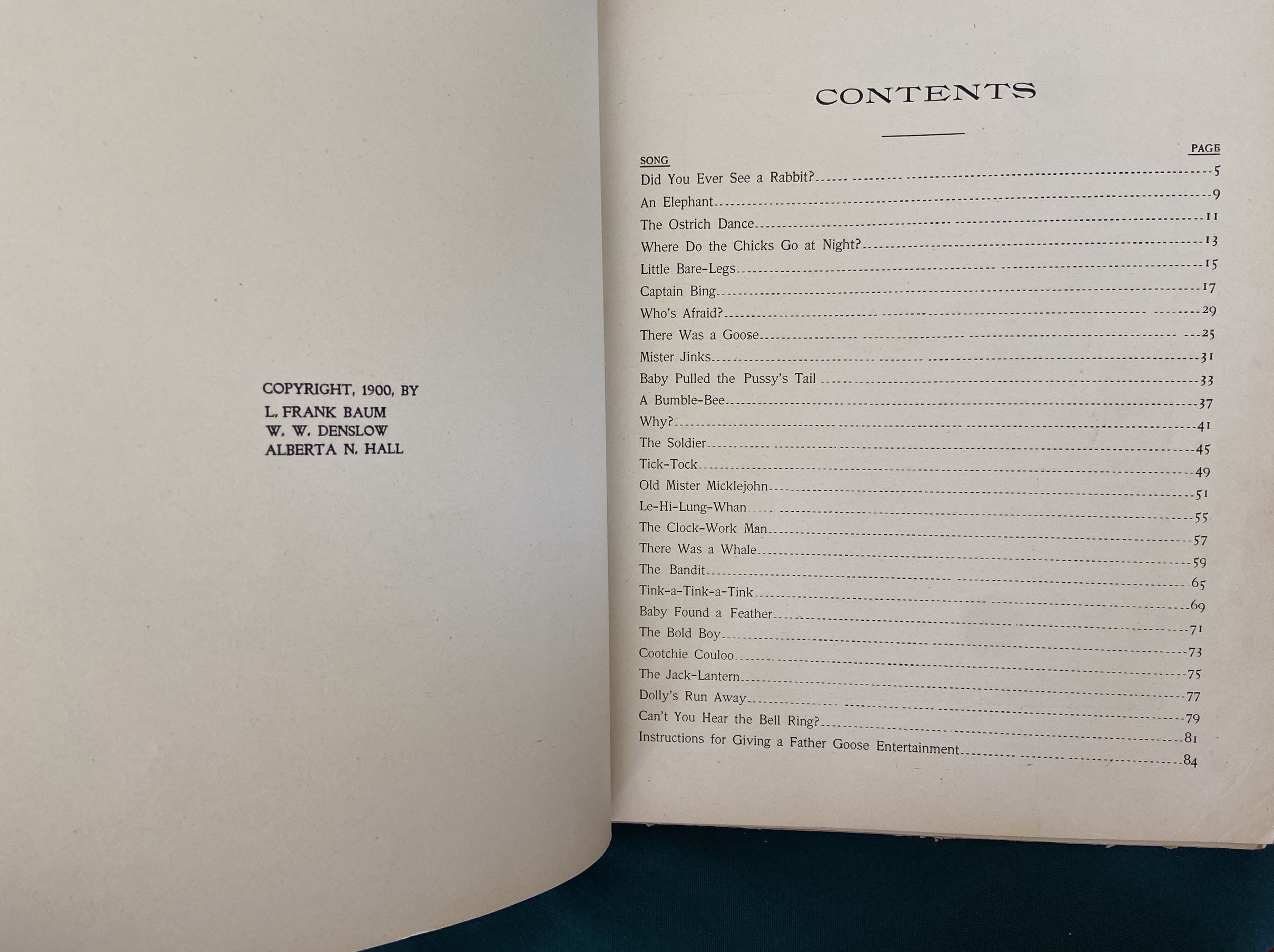 SONGS OF FATHER GOOSE L Frank Baum W W Denslow Oz 1st Edn 1900 Hill - Image 10