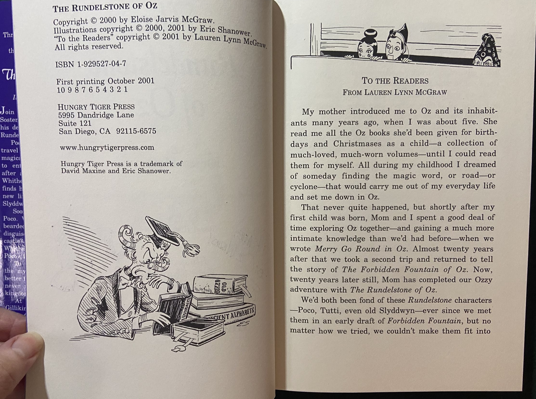 RUNDELSTONE OF OZ McGraw, Eric Shanower Signed w/ Drawing 1st Edn HC/DJ Book - Image 3