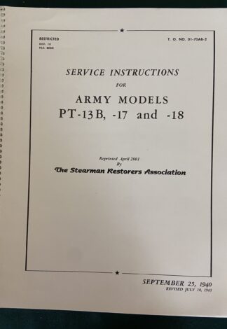 Manual PT 13B Stearman Aircraft Service Instructions