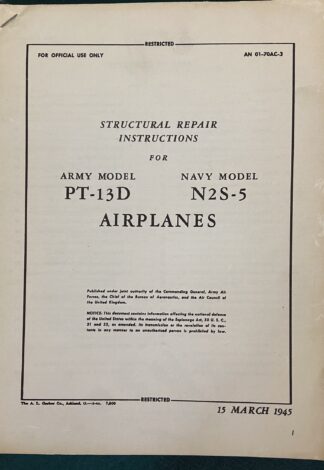 Manual Structural Repair PT-13D Stearman Aircraft